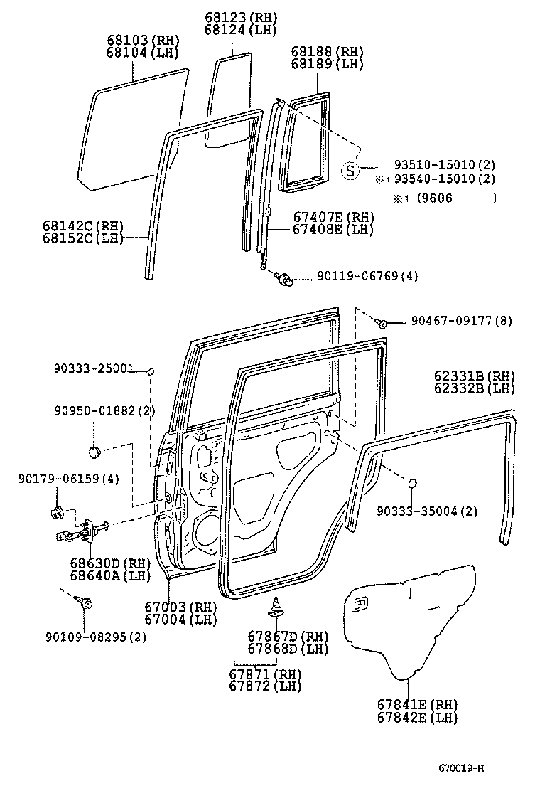  LAND CRUISER PRADO |  REAR DOOR PANEL GLASS