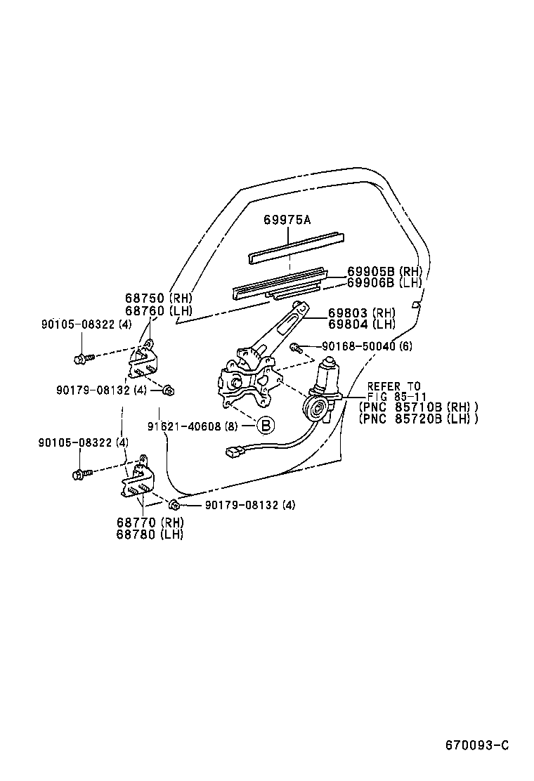  CARINA FF |  REAR DOOR WINDOW REGULATOR HINGE