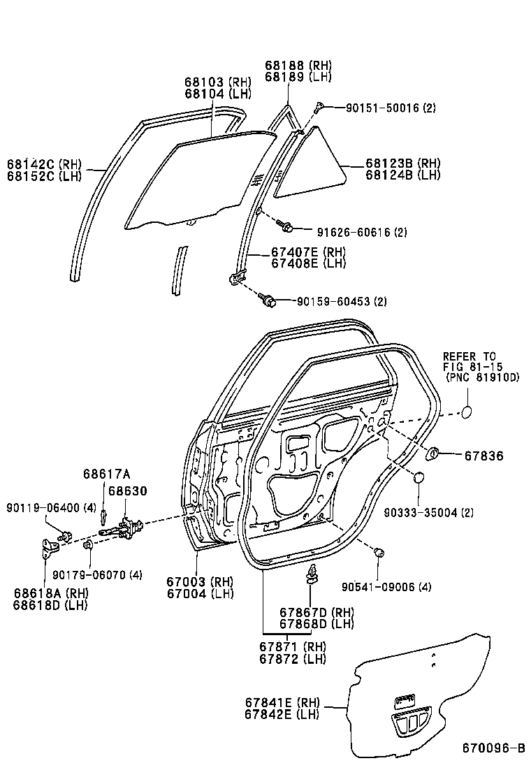  CARINA FF |  REAR DOOR PANEL GLASS