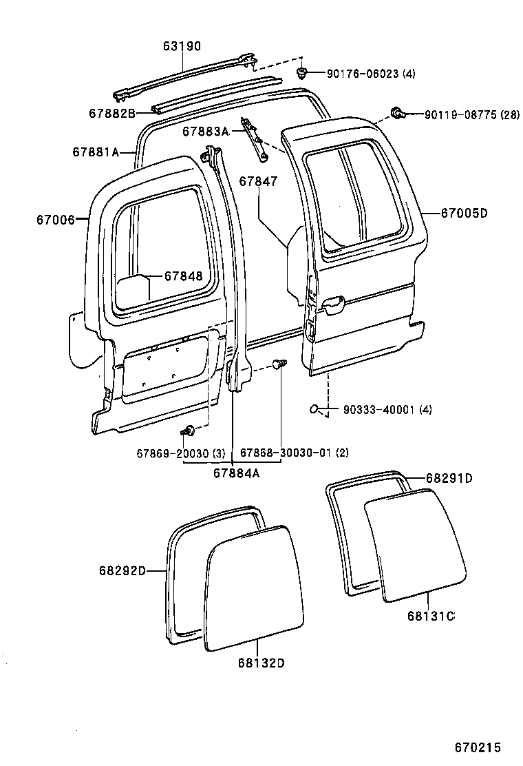  HIACE REGIUSACE |  BACK DOOR PANEL GLASS