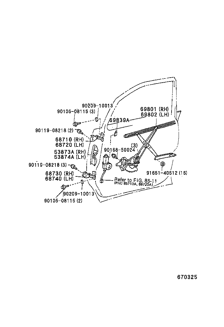  ESTIMA |  FRONT DOOR WINDOW REGULATOR HINGE