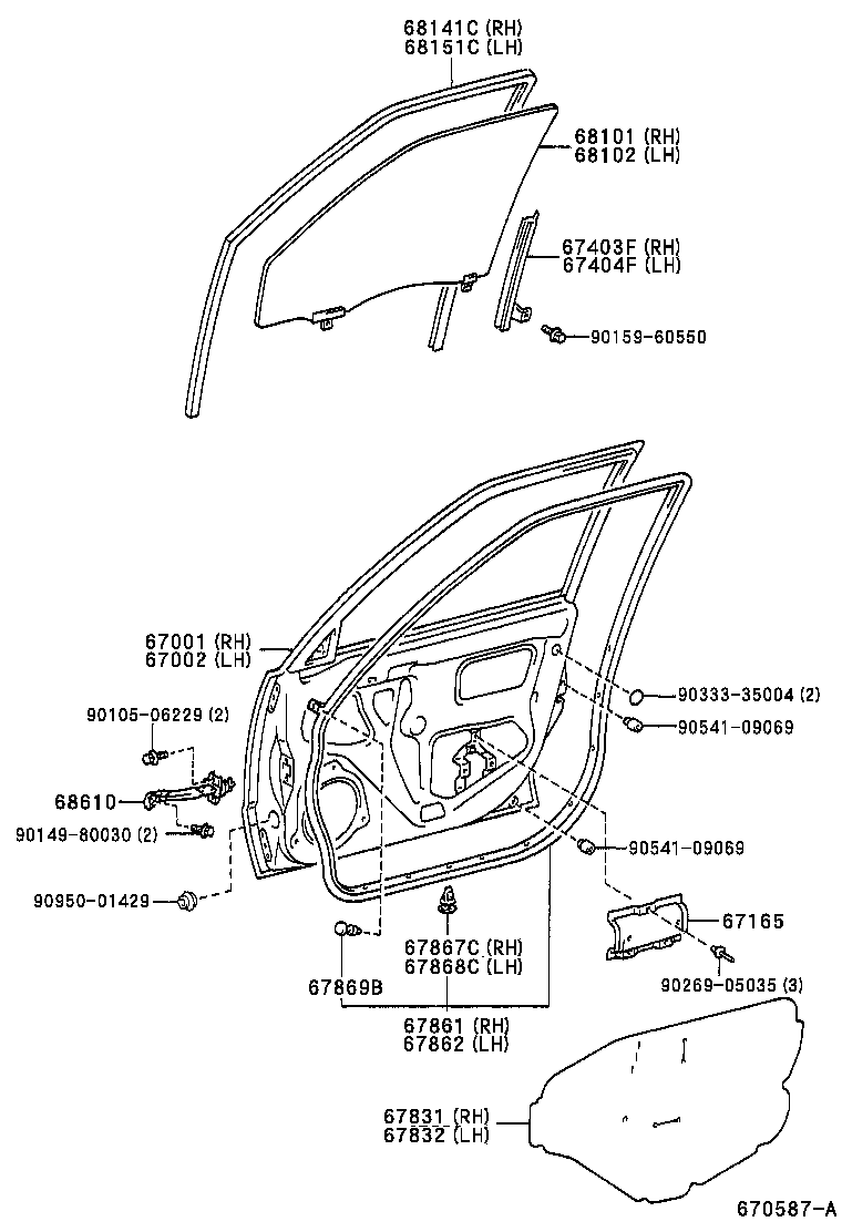  SPRINTER CARIB |  FRONT DOOR PANEL GLASS