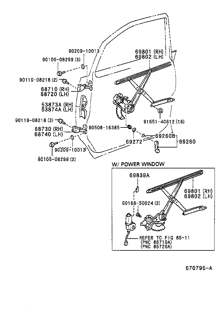  ESTIMA EMINA LUCIDA |  FRONT DOOR WINDOW REGULATOR HINGE