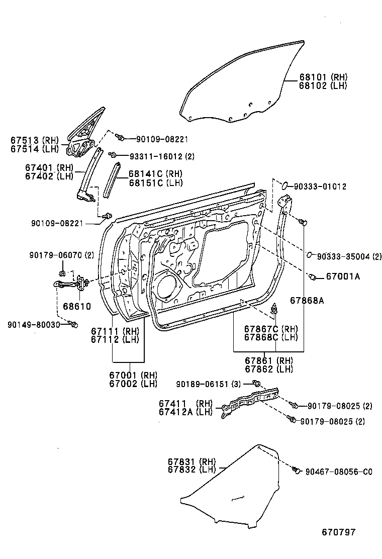  CAMRY VISTA |  FRONT DOOR PANEL GLASS