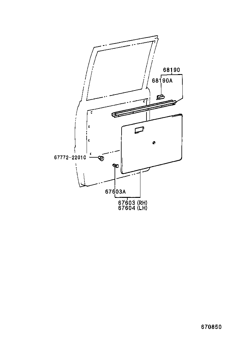  DYNA 200 TOYOACE G25 |  REAR DOOR PANEL GLASS