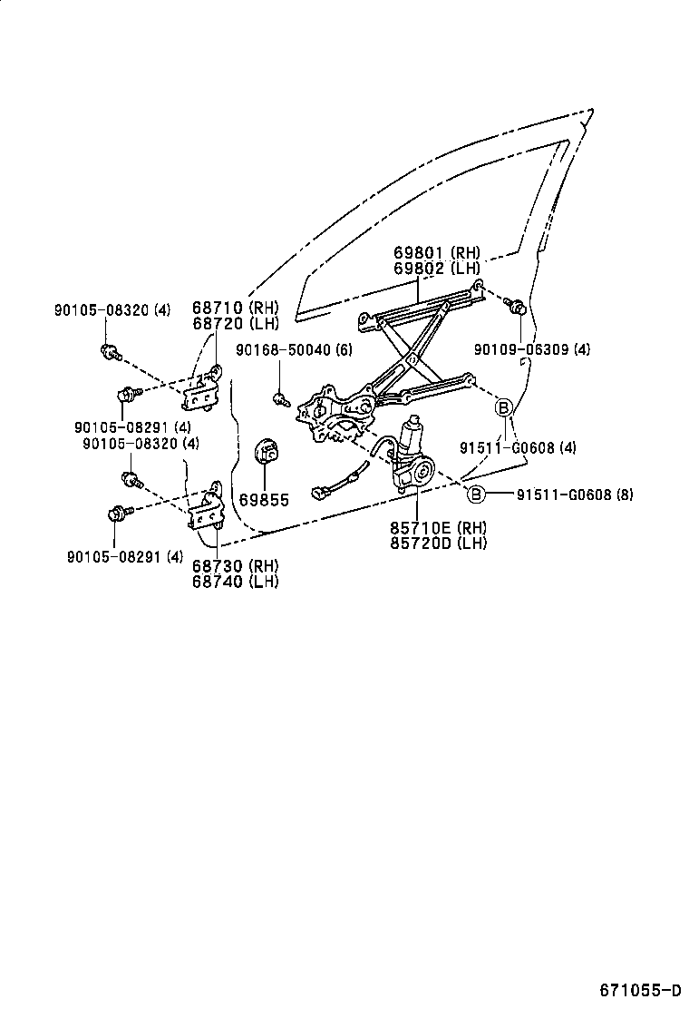  CALDINA |  FRONT DOOR WINDOW REGULATOR HINGE