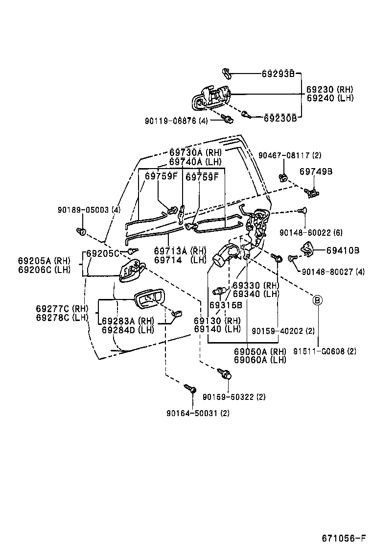  CALDINA |  REAR DOOR LOCK HANDLE