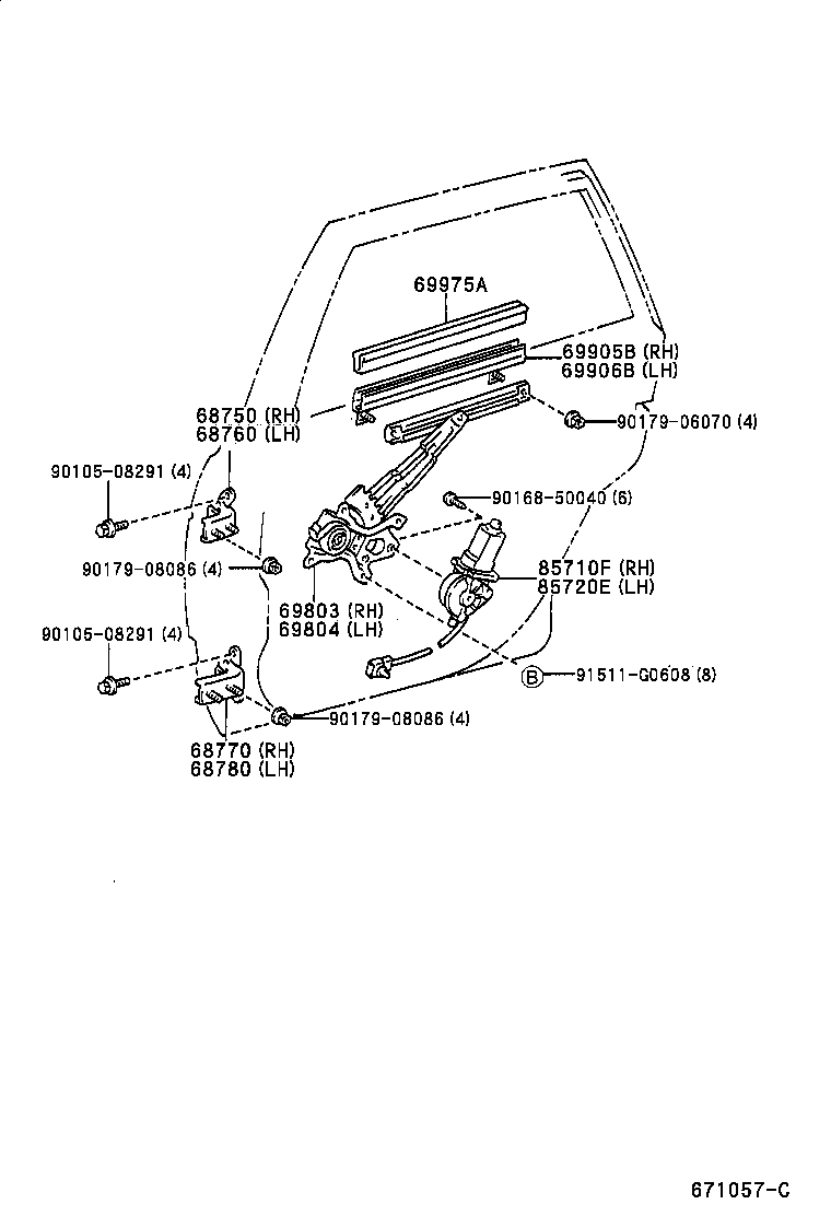  CALDINA |  REAR DOOR WINDOW REGULATOR HINGE