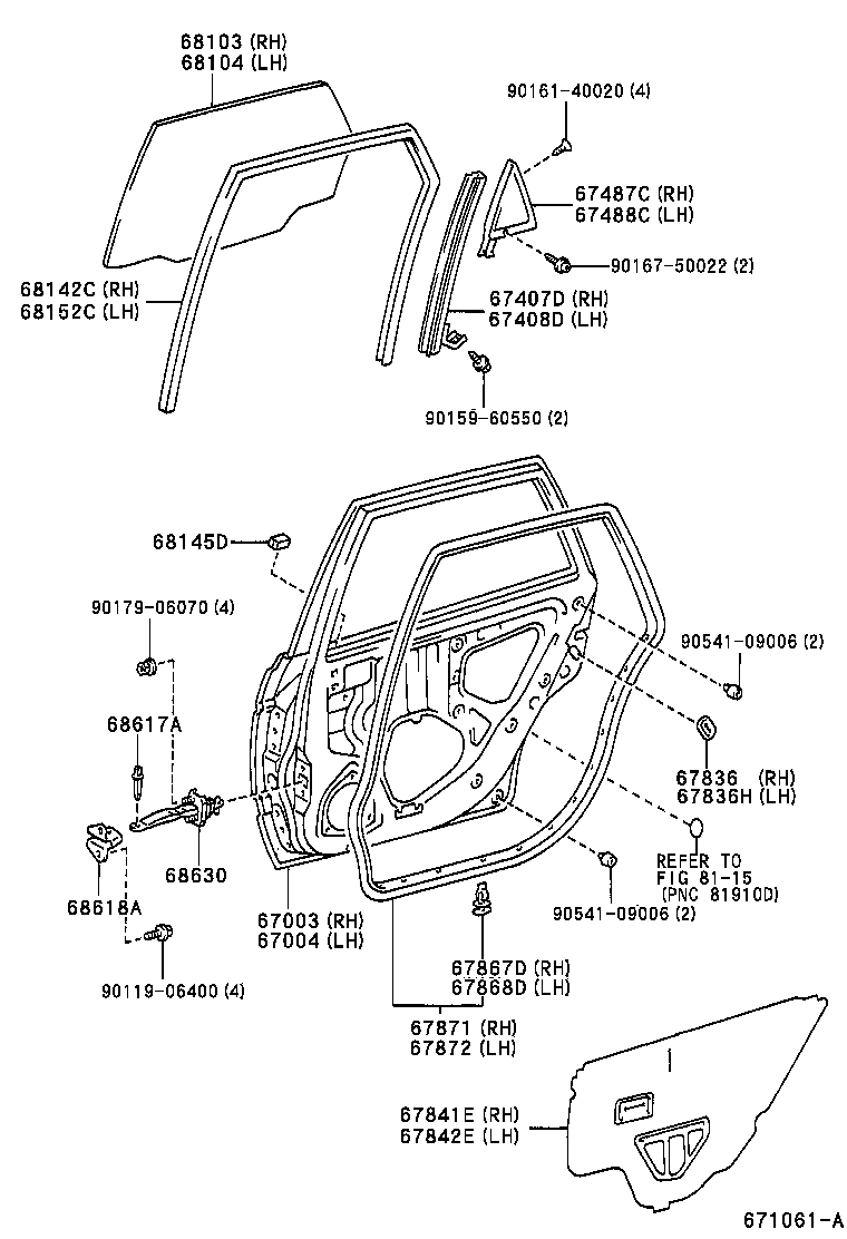  CALDINA |  REAR DOOR PANEL GLASS