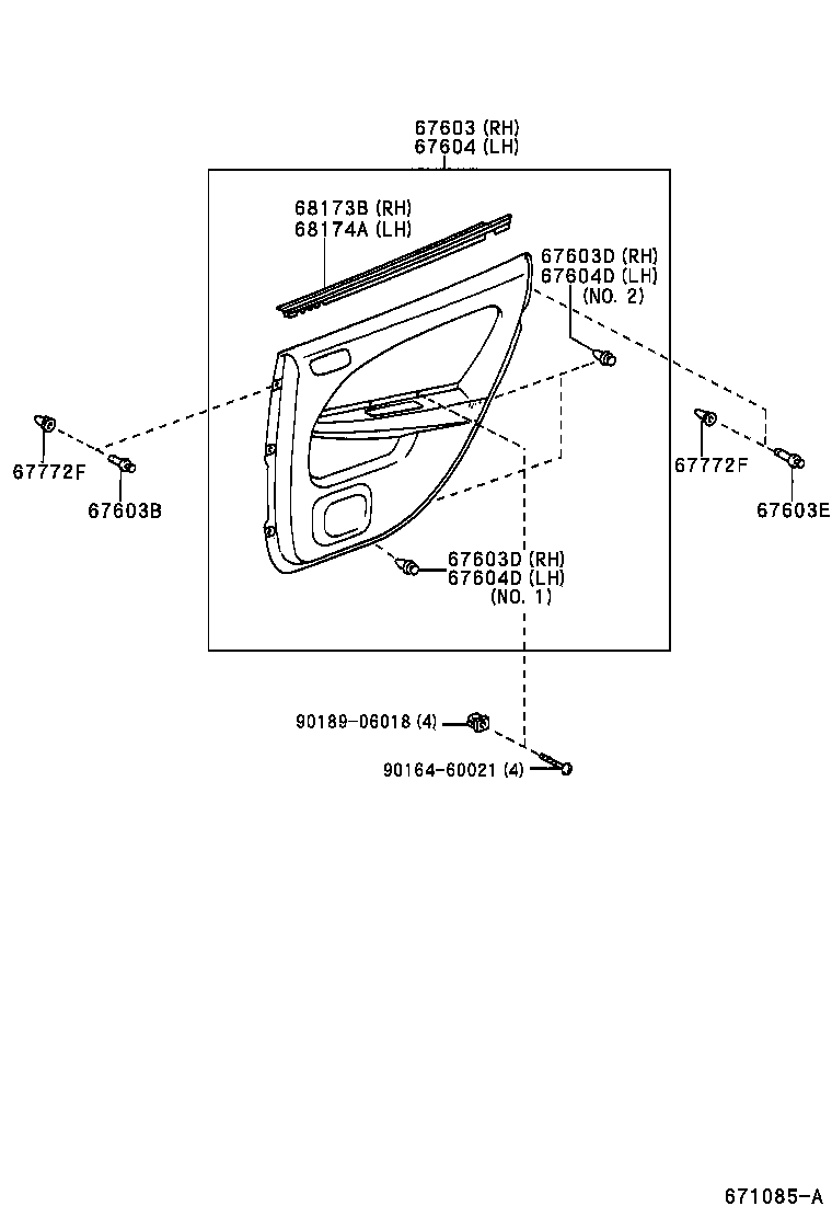  CALDINA |  REAR DOOR PANEL GLASS