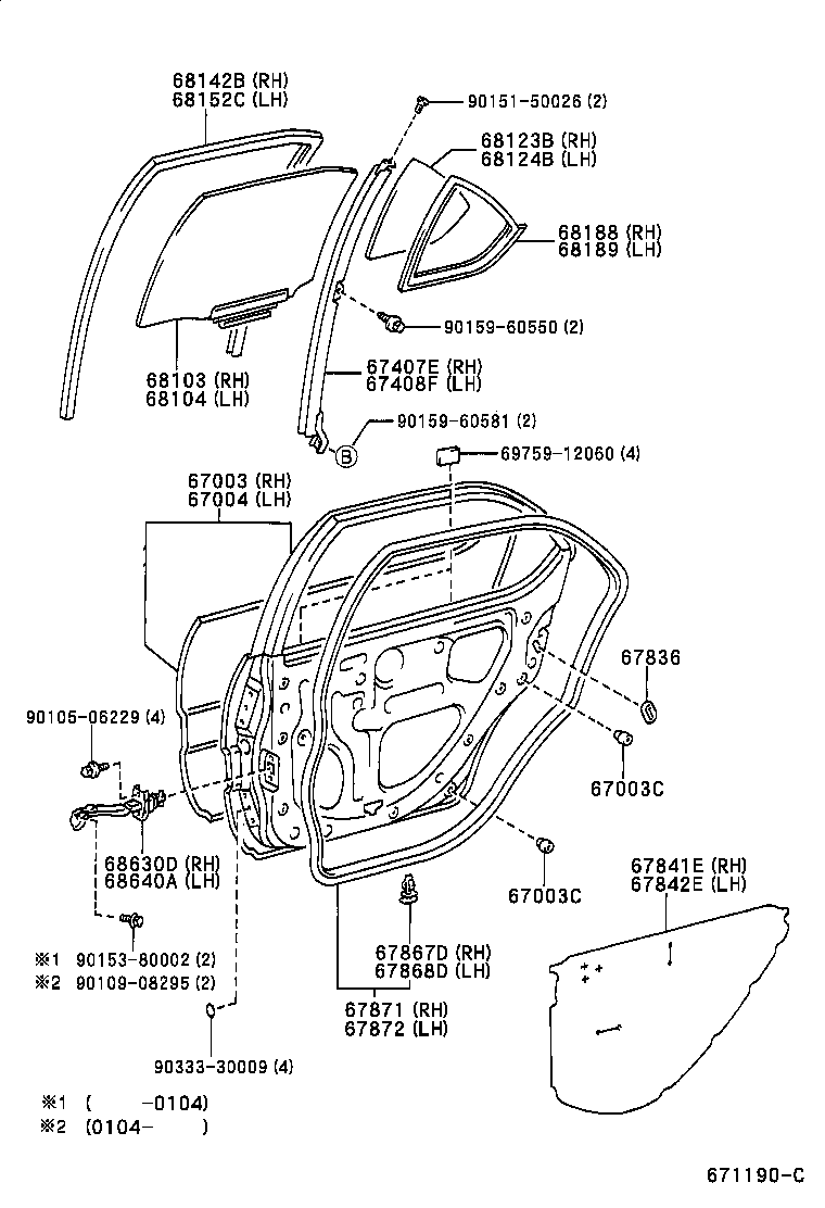  PRIUS |  REAR DOOR PANEL GLASS