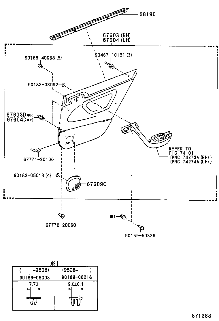  CALDINA |  REAR DOOR PANEL GLASS