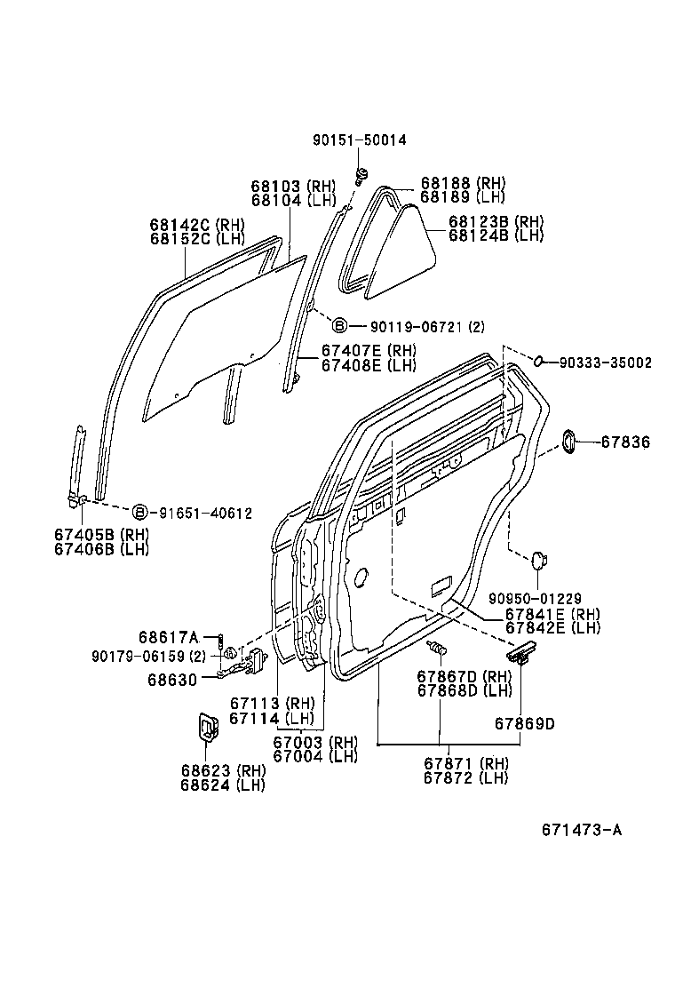  CROWN |  REAR DOOR PANEL GLASS