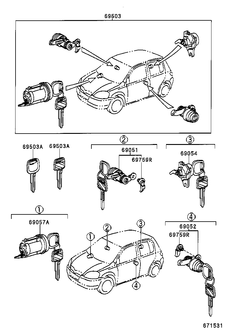  VITZ |  LOCK CYLINDER SET