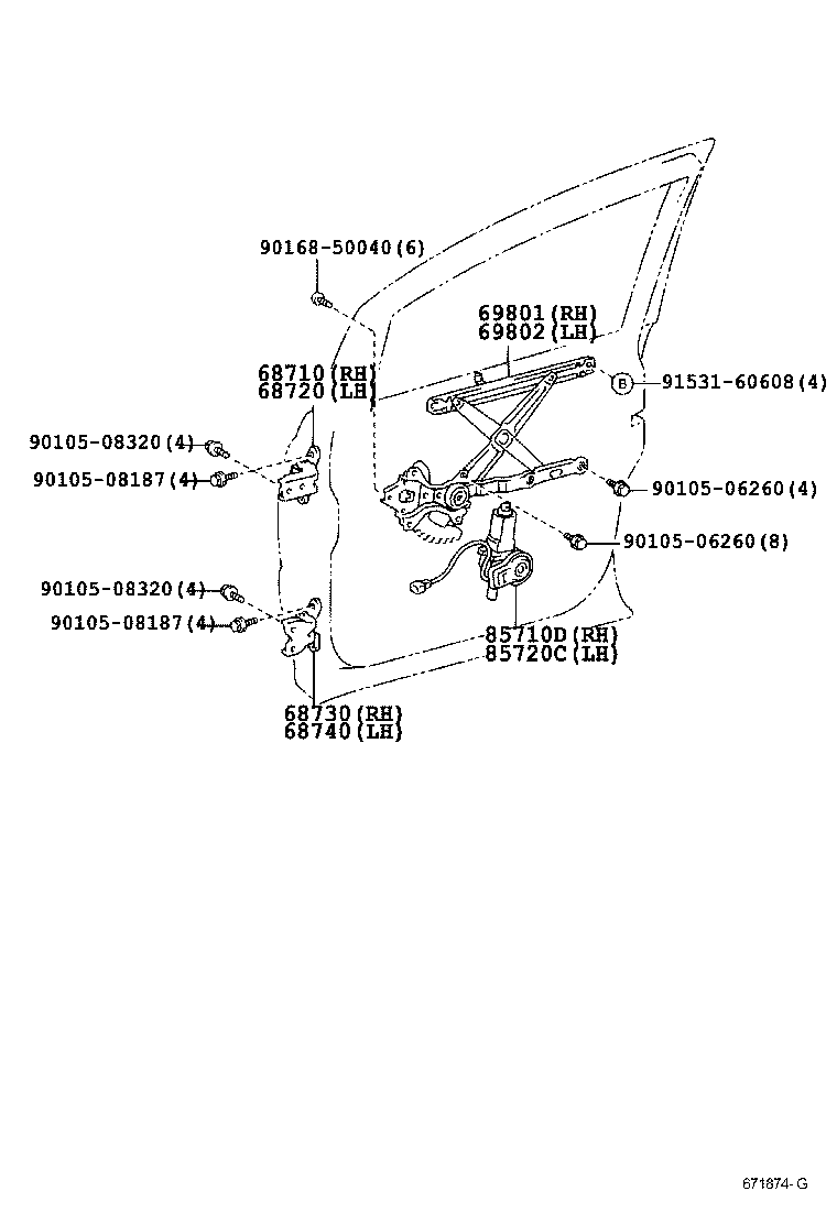  ESTIMA T L |  FRONT DOOR WINDOW REGULATOR HINGE
