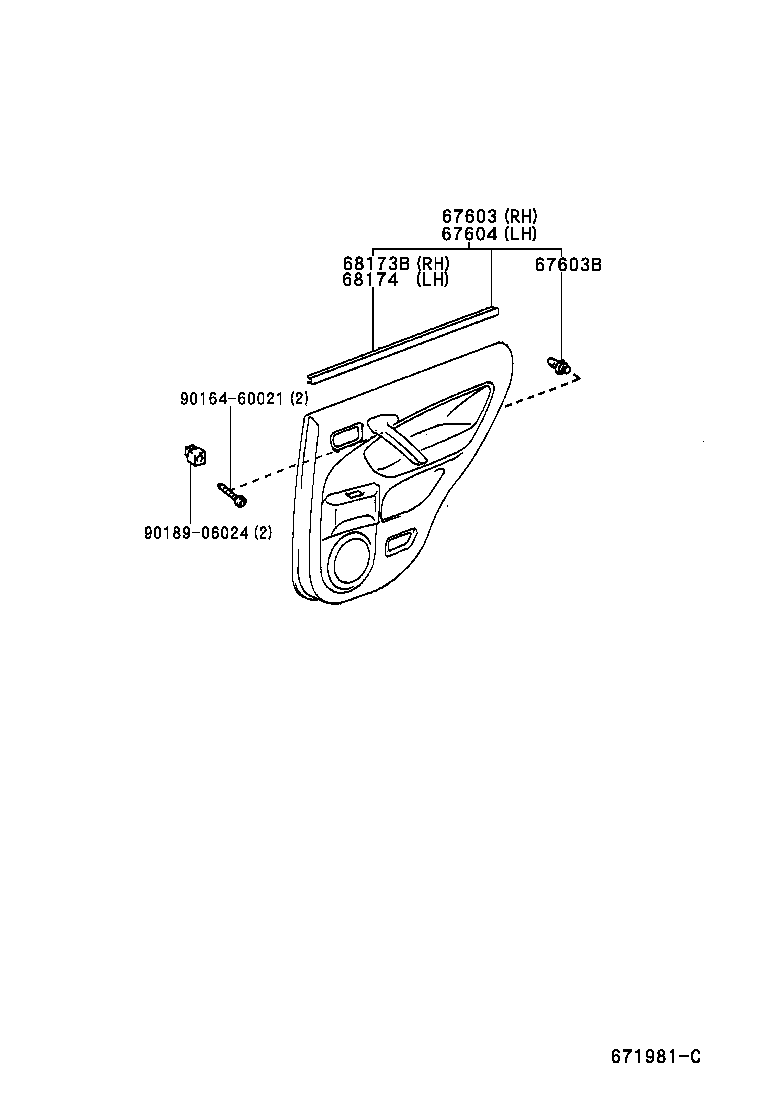  RAV4 J L |  REAR DOOR PANEL GLASS