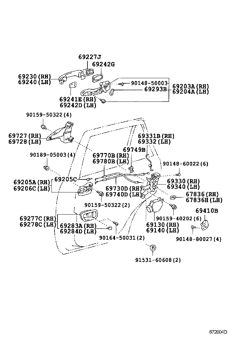  RAV4 J L |  REAR DOOR LOCK HANDLE