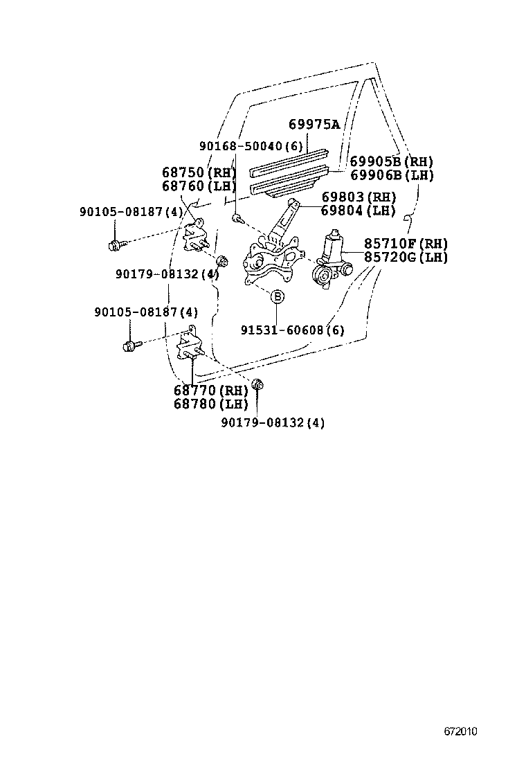  RAV4 J L |  REAR DOOR WINDOW REGULATOR HINGE