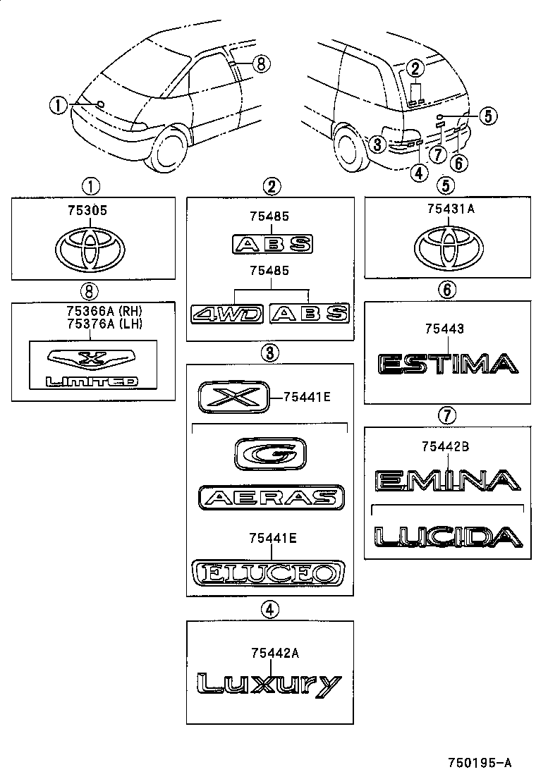  ESTIMA EMINA LUCIDA |  EMBLEM NAME PLATE