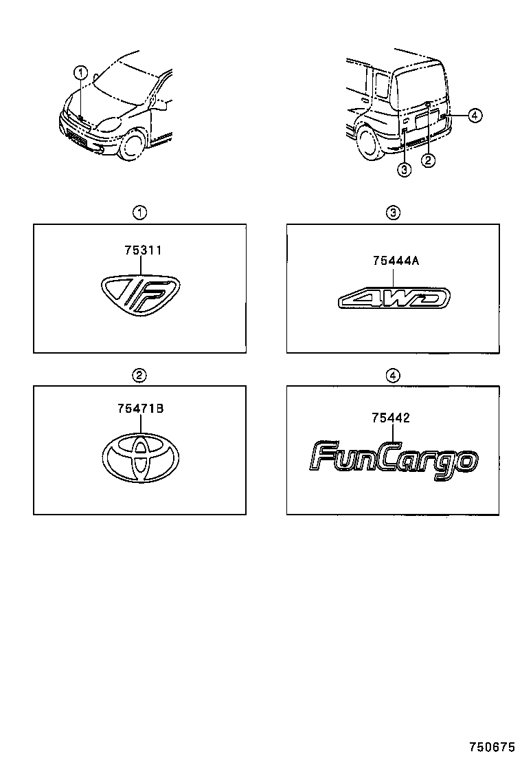  FUN CARGO |  EMBLEM NAME PLATE EXTERIOR INTERIOR