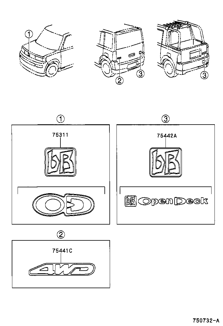  BB OPEN DECK |  EMBLEM NAME PLATE EXTERIOR INTERIOR