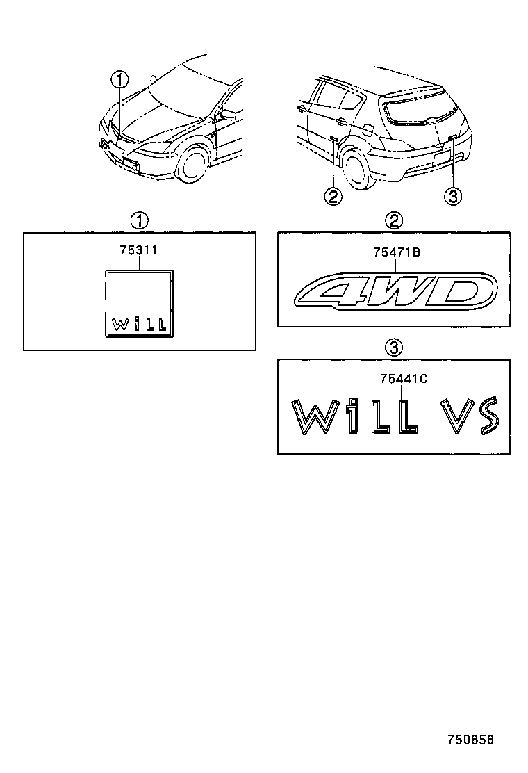  WILL VS |  EMBLEM NAME PLATE EXTERIOR INTERIOR