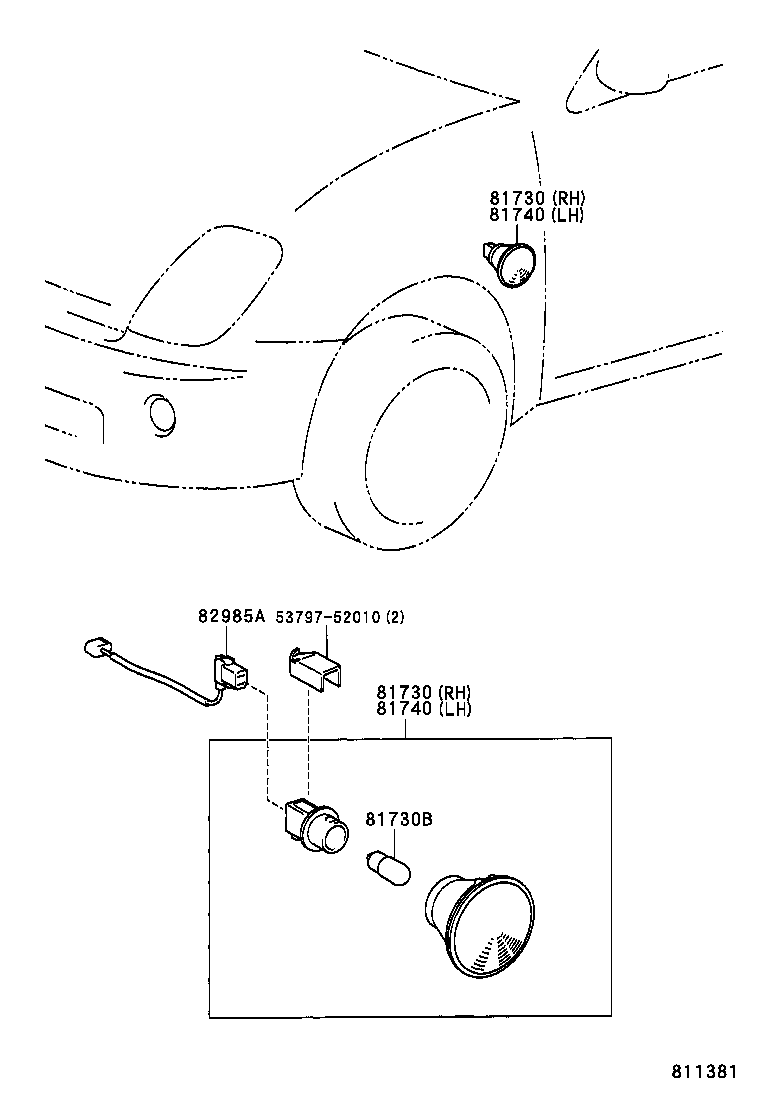  WILL VI |  SIDE TURN SIGNAL LAMP OUTER MIRROR LAMP