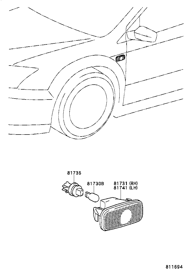  WILL VS |  SIDE TURN SIGNAL LAMP OUTER MIRROR LAMP