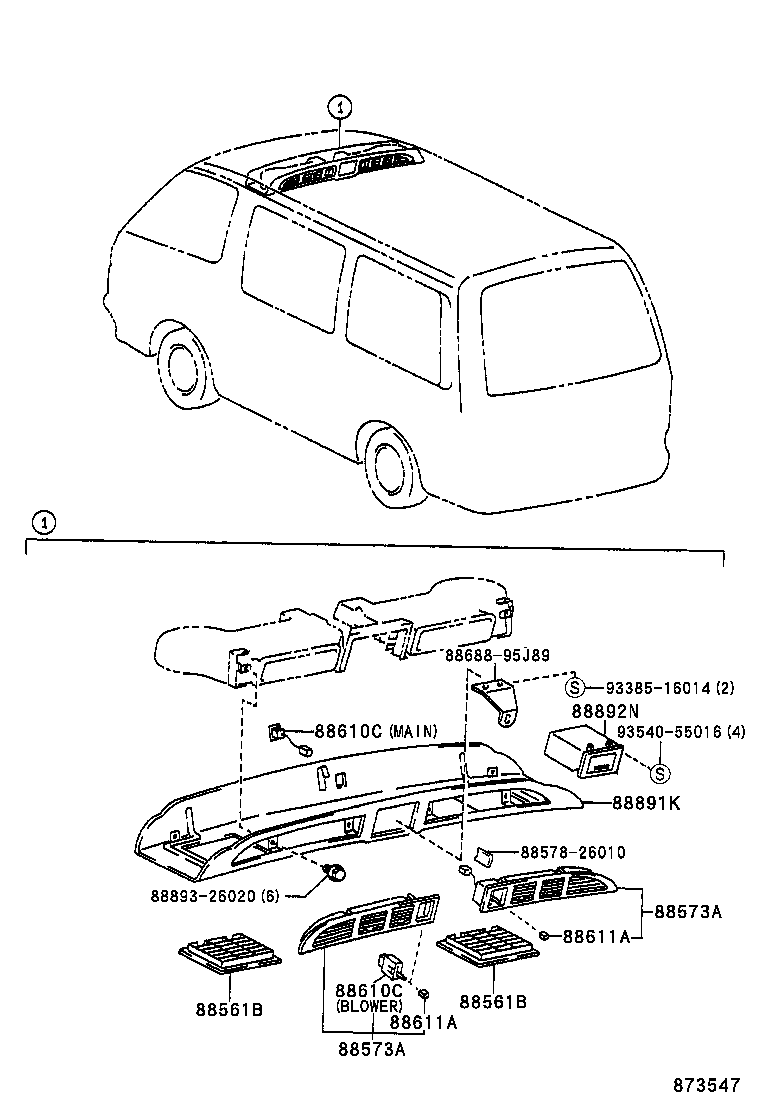 HIACE REGIUSACE | HEATING AIR CONDITIONING CONTROL AIR DUCT