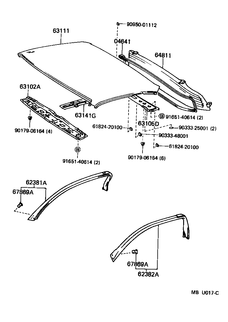  MR2 |  ROOF PANEL BACK WINDOW GLASS