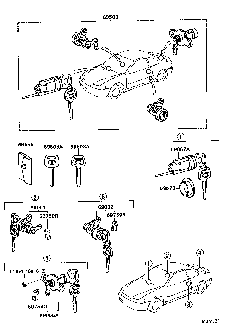  LVN CRE TRN MRN |  LOCK CYLINDER SET