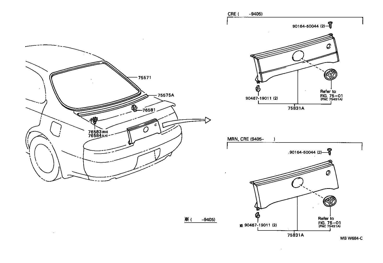  LVN CRE TRN MRN |  REAR MOULDING