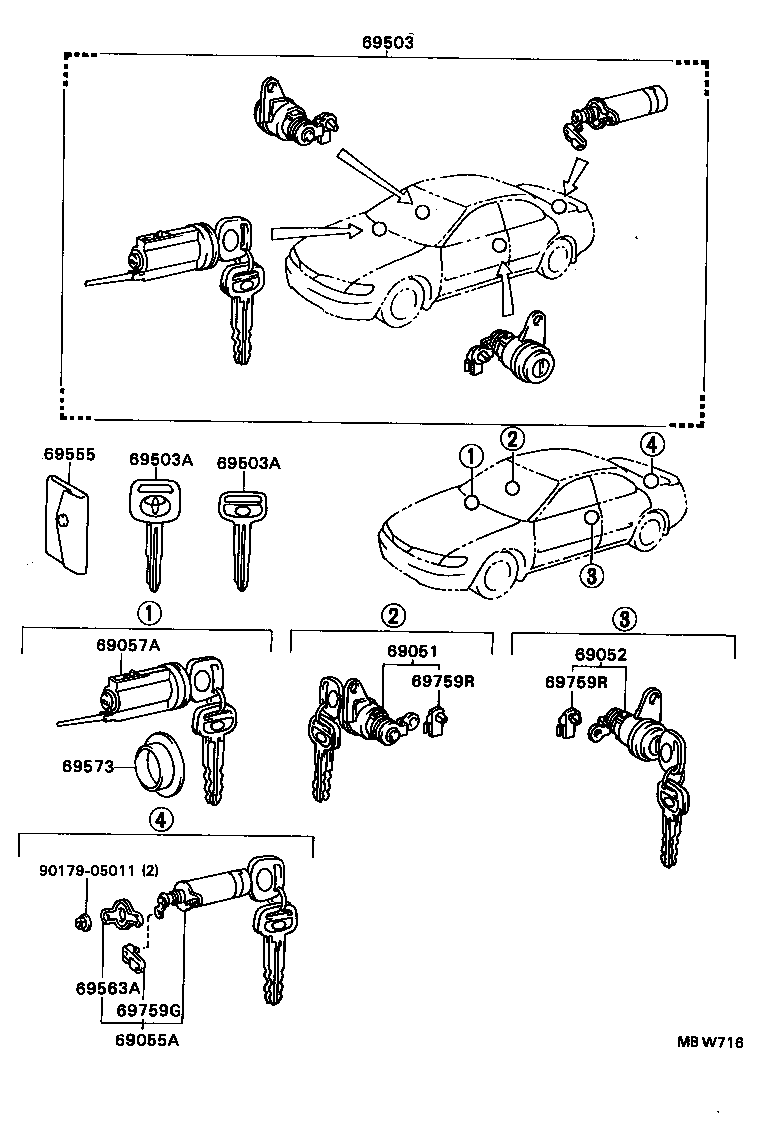  LVN CRE TRN MRN |  LOCK CYLINDER SET