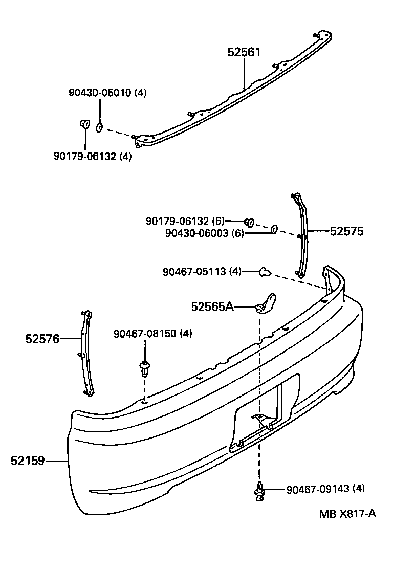  CARINA ED |  REAR BUMPER BUMPER STAY