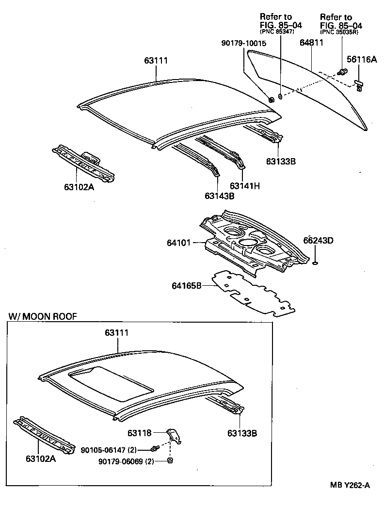  CAMRY VISTA |  ROOF PANEL BACK WINDOW GLASS