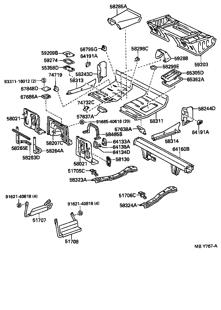  DYNA 200 TOYOACE G25 |  REAR FLOOR PANEL REAR FLOOR MEMBER