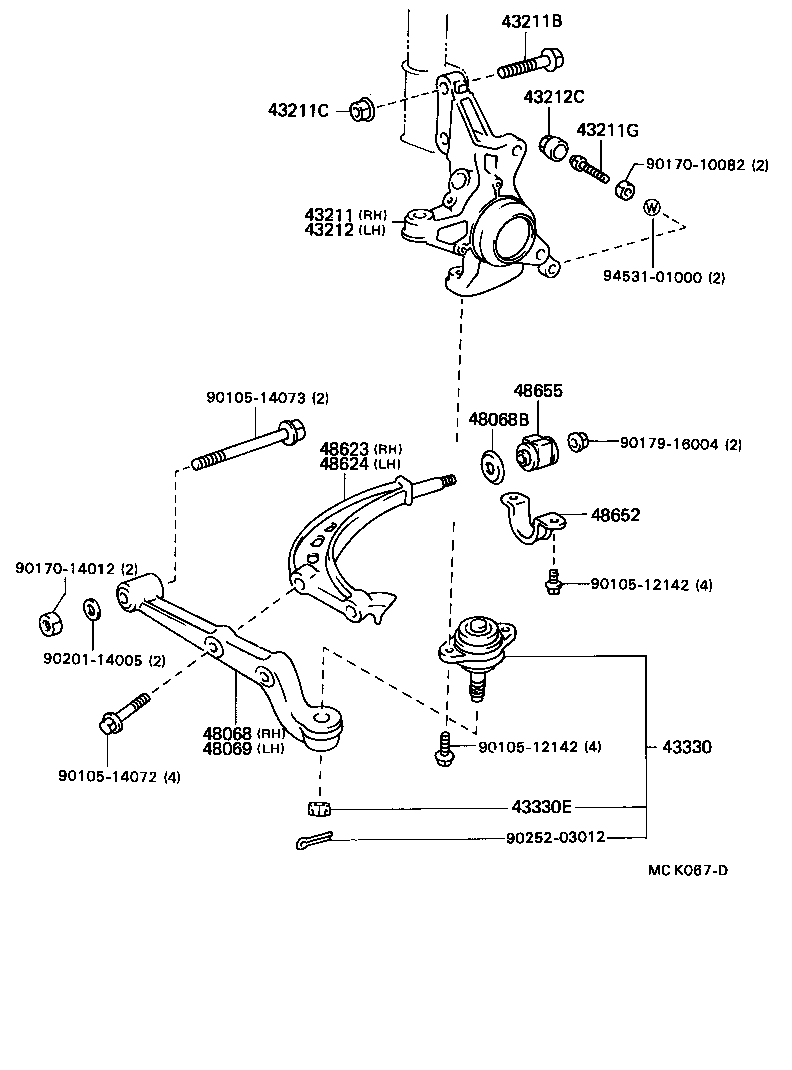  ESTIMA |  FRONT AXLE ARM STEERING KNUCKLE
