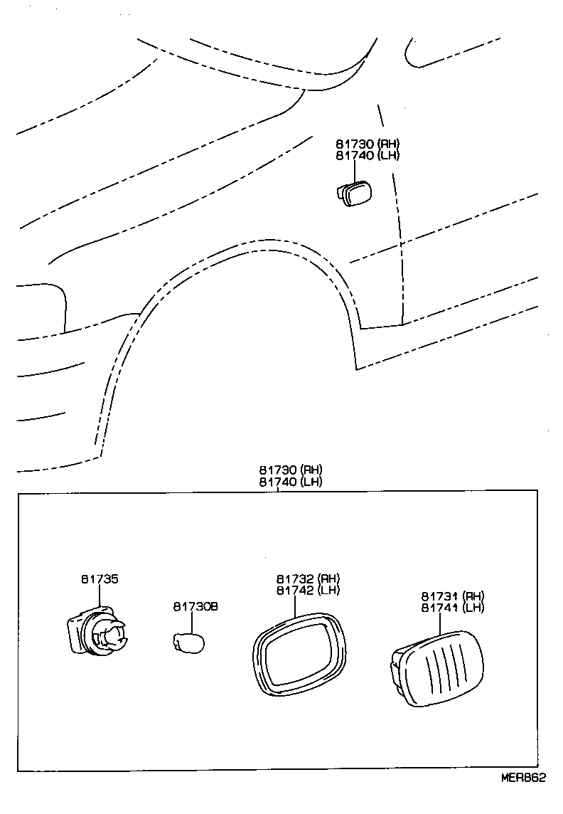  LVN CRE TRN MRN |  SIDE TURN SIGNAL LAMP OUTER MIRROR LAMP