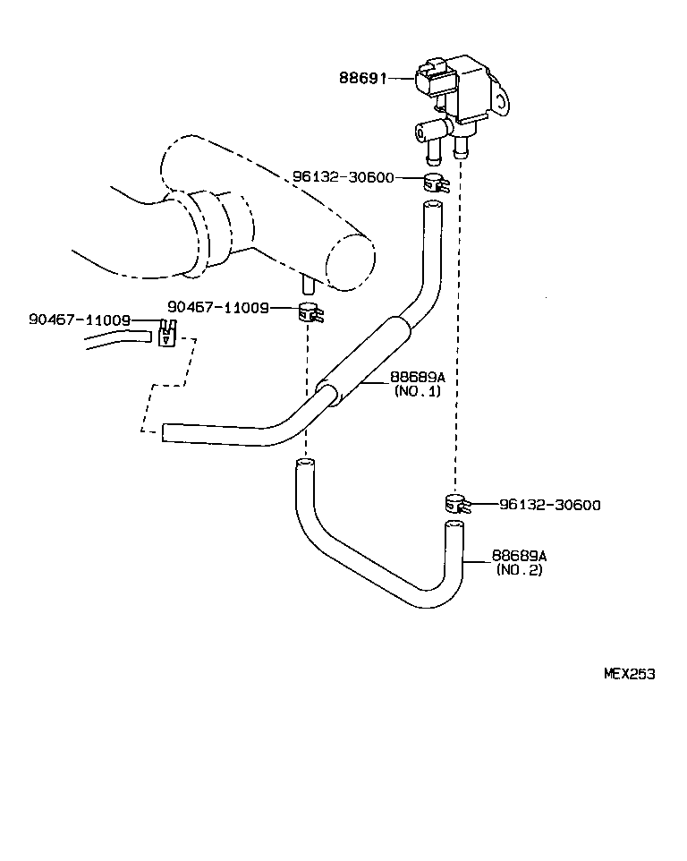  MR2 |  HEATING AIR CONDITIONING VACUUM PIPING