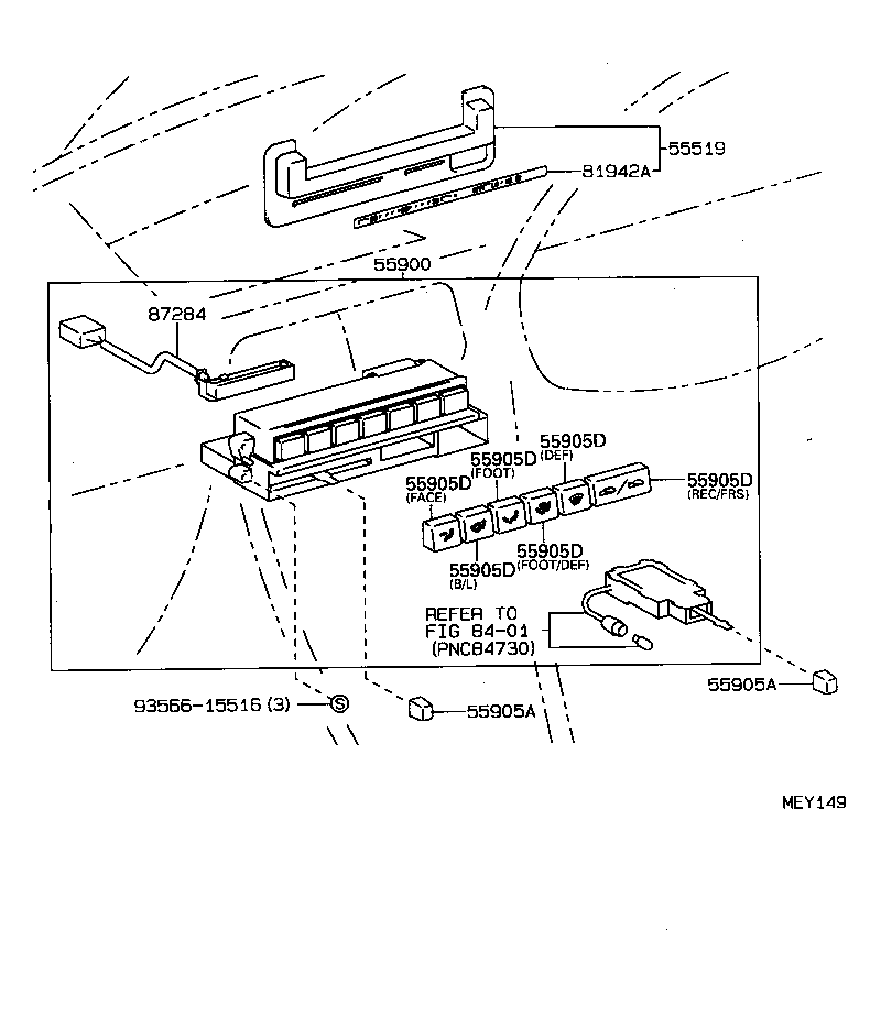  COROLLA 2 |  HEATING AIR CONDITIONING CONTROL AIR DUCT