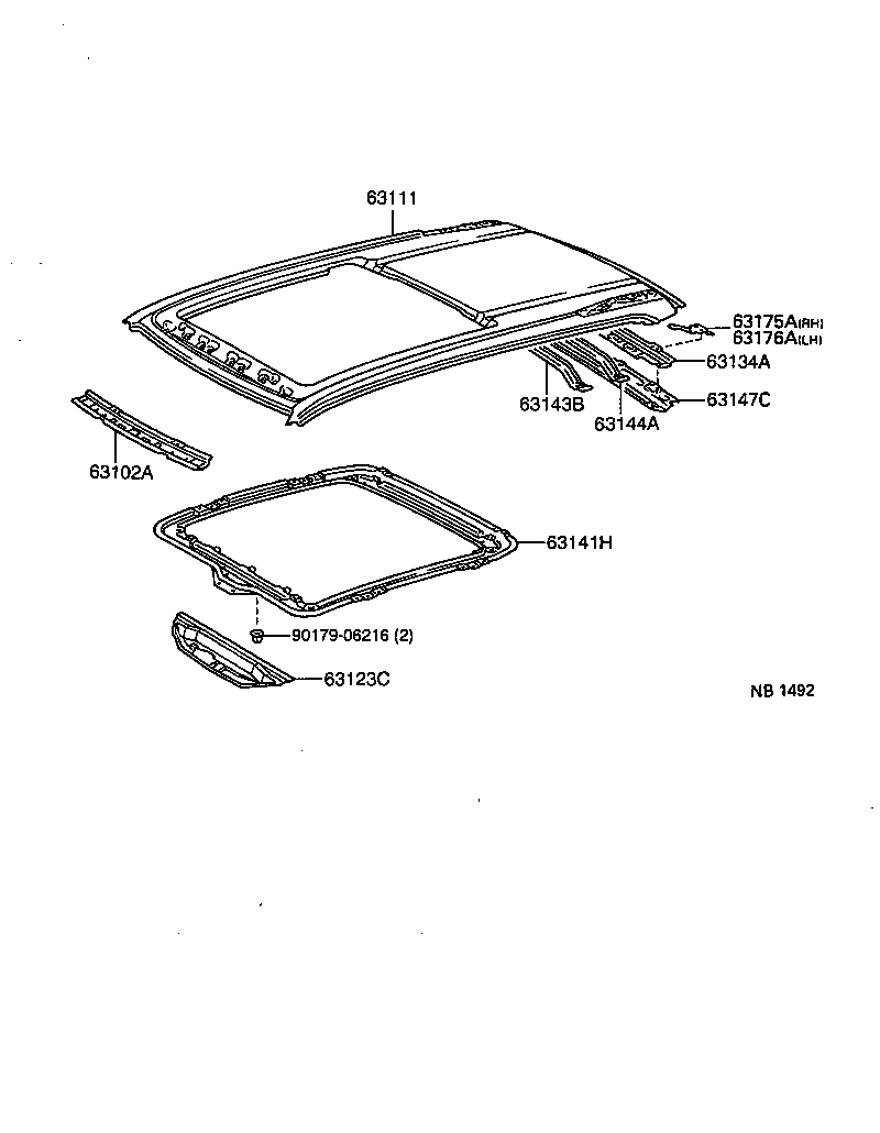  CALDINA |  ROOF PANEL BACK WINDOW GLASS