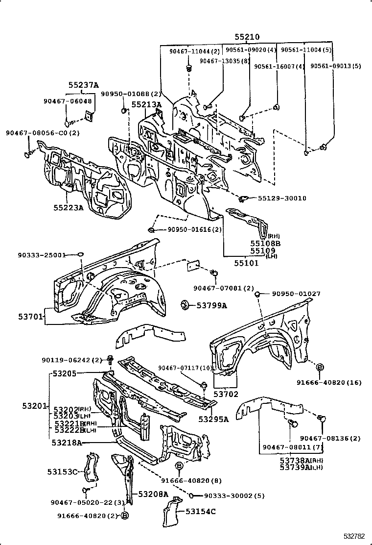  CROWN CROWN MAJESTA |  FRONT FENDER APRON DASH PANEL