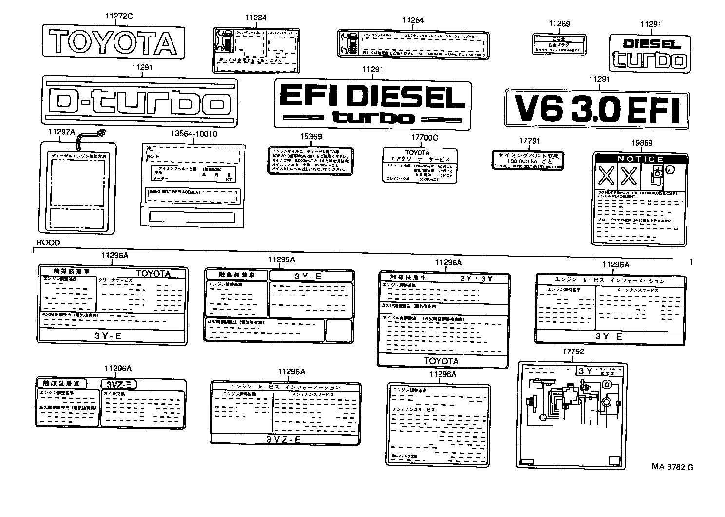  HILUX |  CAUTION PLATE NAME PLATE ENGINE