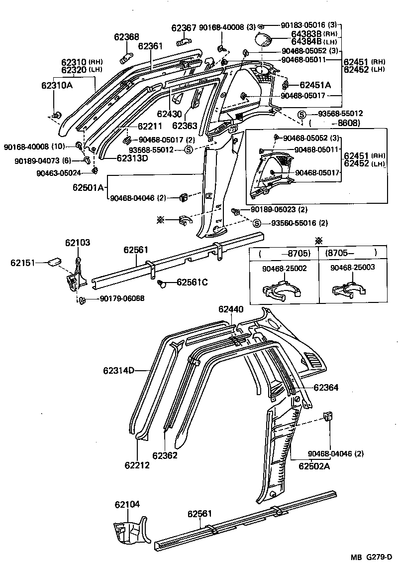  MR2 |  INSIDE TRIM BOARD DOOR OPENING TRIM MOULDING