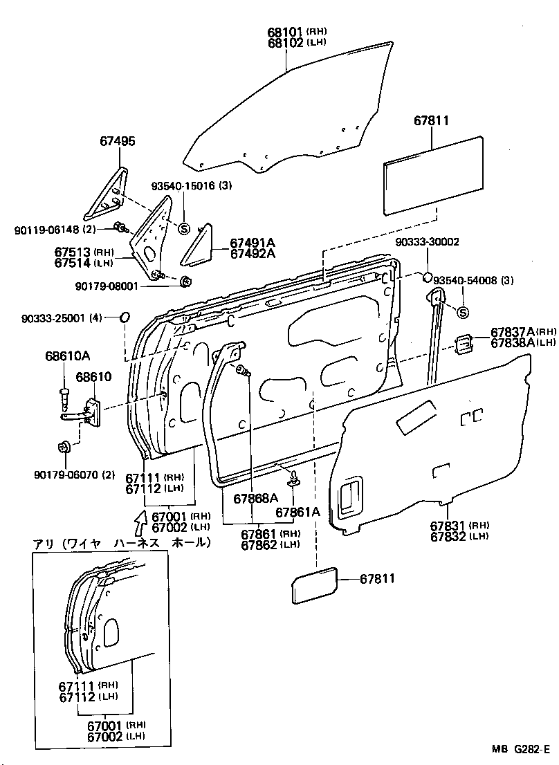  MR2 |  FRONT DOOR PANEL GLASS