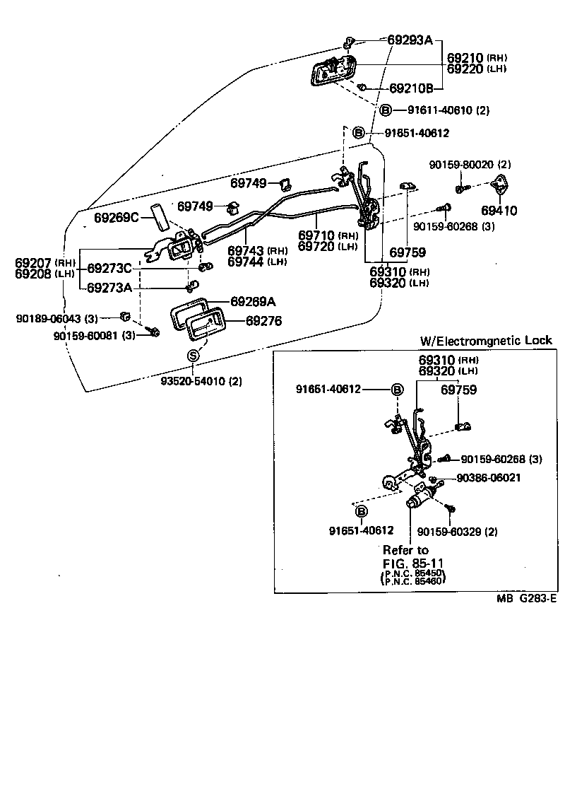  MR2 |  FRONT DOOR LOCK HANDLE