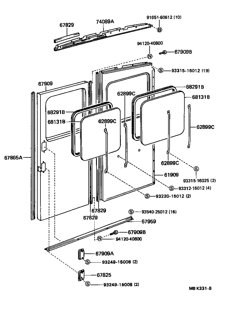  DYNA TOYOACE QUICK |  SEPARATION DOOR PANEL GLASS