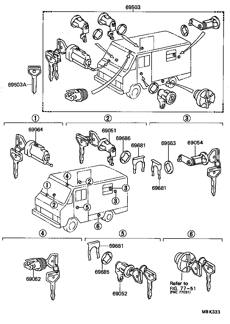 DYNA TOYOACE QUICK |  LOCK CYLINDER SET