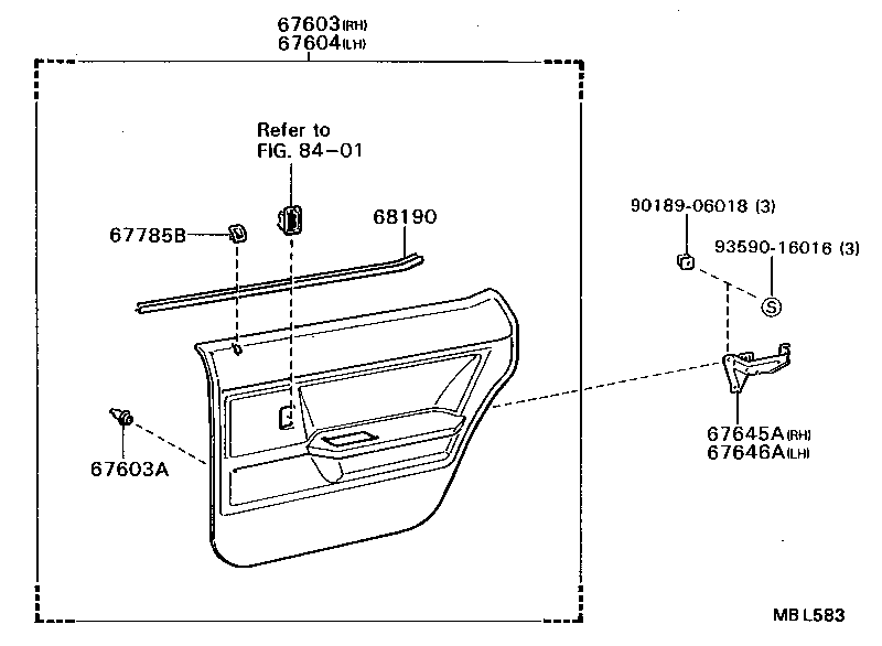  CARINA ED |  REAR DOOR PANEL GLASS