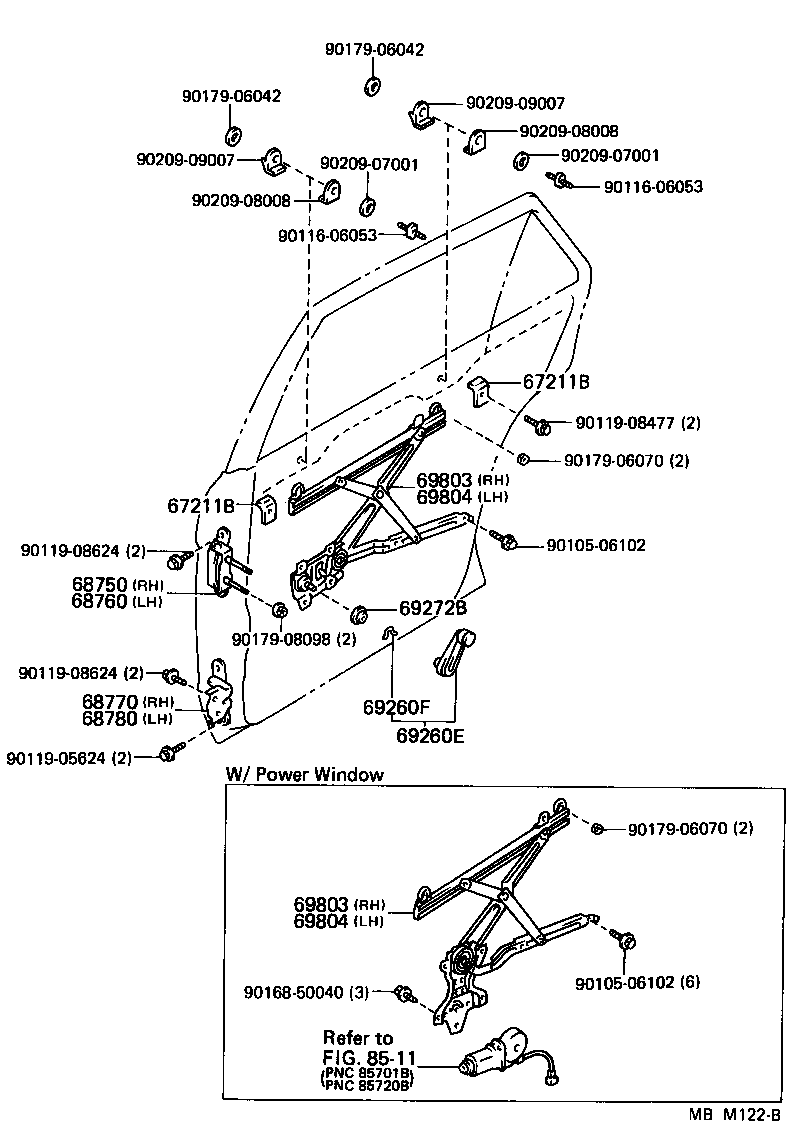  CROWN |  REAR DOOR WINDOW REGULATOR HINGE